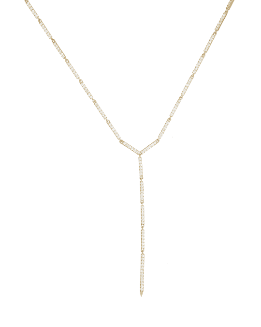 LANA 14k Gold Mega Electric Diamond Bar Lariat Necklace, 18" Neiman