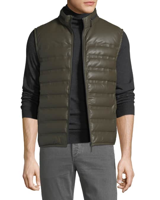 Berluti Men's Quilted Leather Gilet Vest | Neiman Marcus