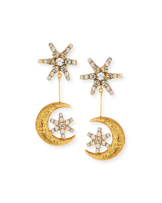 Jennifer Behr Atlas Star & Moon Drop Earrings | Neiman Marcus
