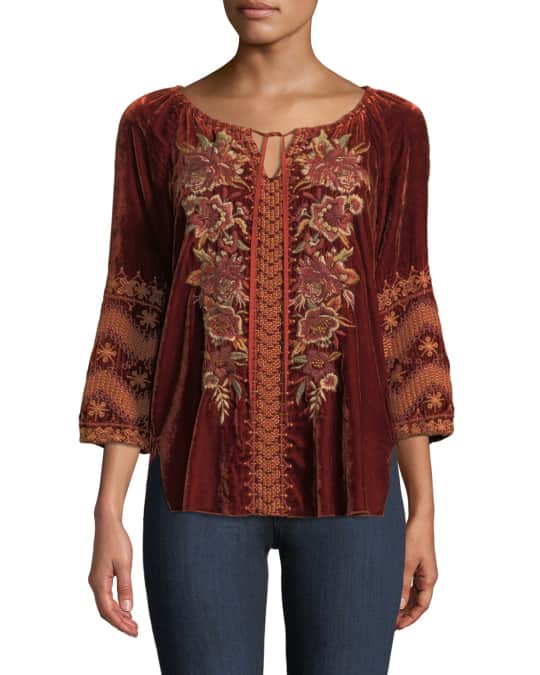 Johnny was elim velvet peasant blouse sale