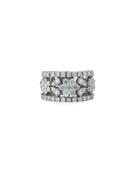 ZYDO 18k White Gold Diamond Flower Band Ring, Size7 | Neiman Marcus