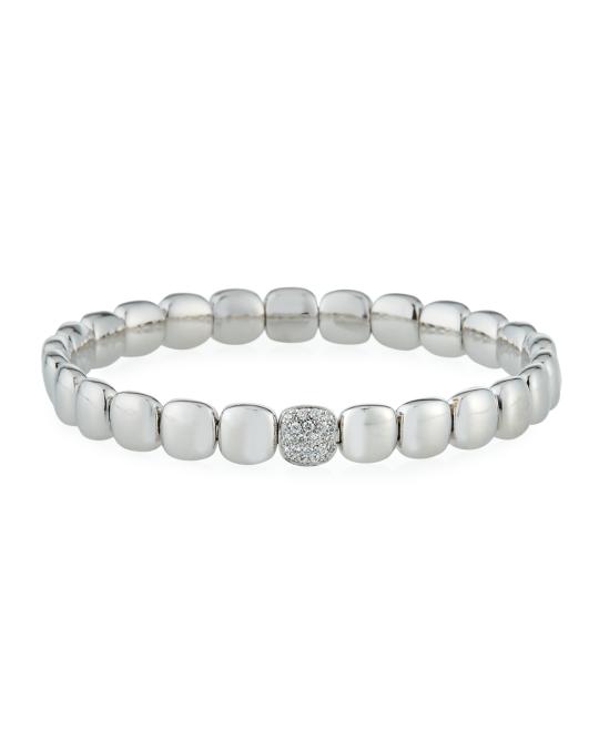 ZYDO 18k White Gold Stretch Bracelet w/ Diamond Station | Neiman Marcus