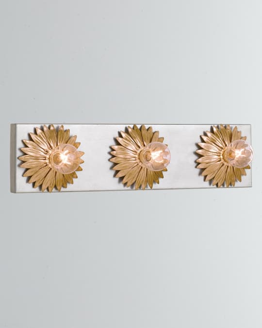 Broche 3-Light Antiqued Gold and Silver Bathroom Vanity