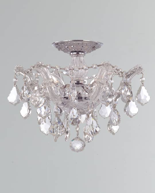 Maria Theresa Hand-Cut 3-Light Clear Crystal Semi Flush