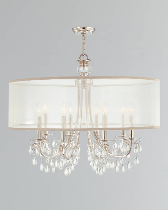Hampton 8-Light Drum Shade Chrome Chandelier