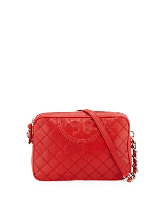 Tory Burch Fleming Distressed Leather Crossbody Camera Bag | Neiman Marcus