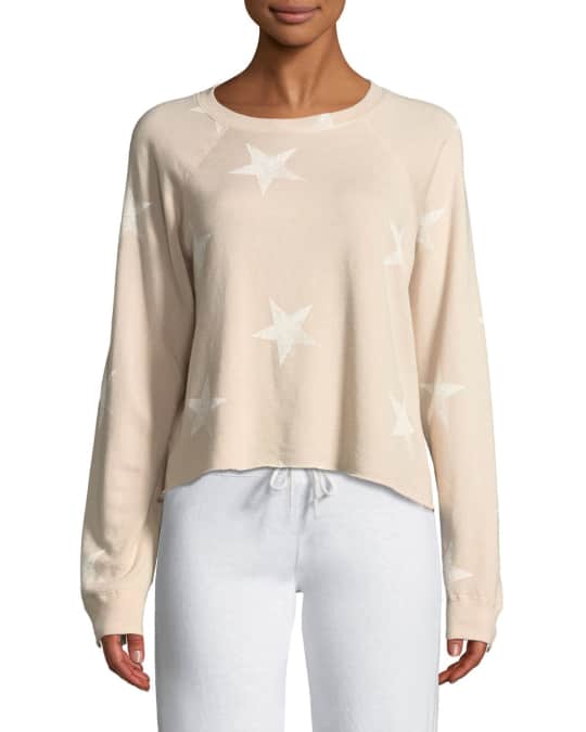 Star Print Crewneck Raglan Cutoff Sweatshirt