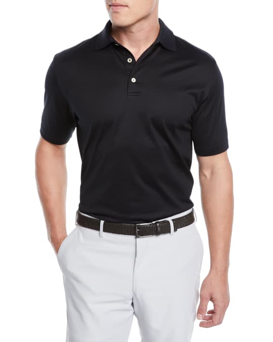 Peter Millar Crown Ease Solid Lisle-Knit Cotton Polo Shirt | Neiman Marcus