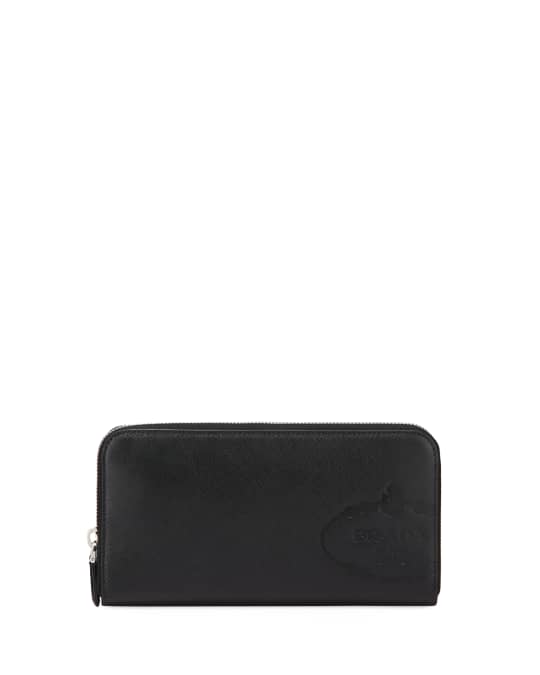 Prada Men's Saffiano Leather Embossed Travel Wallet | Neiman Marcus