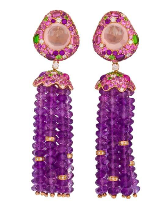 Margot McKinney Jewelry 18k Rose Gold Amethyst Tassel Earrings Neiman Marcus