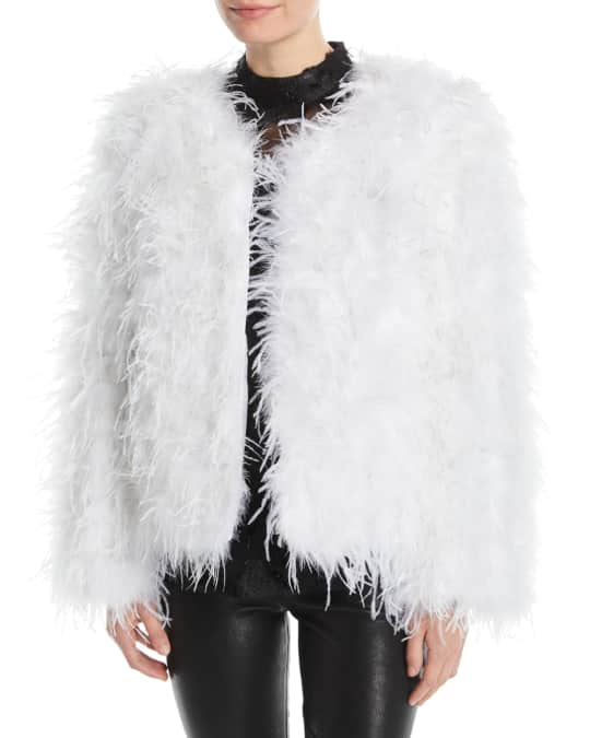 Jovani Long-Sleeve Ostrich Feather Jacket | Neiman Marcus