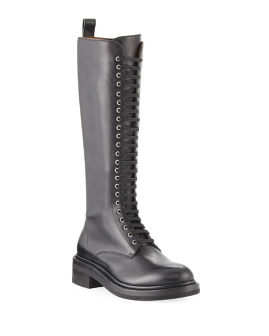 Frye Alice Tall Leather Combat Boots Neiman Marcus