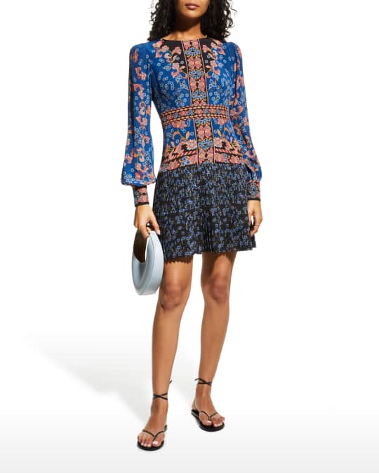 Vera Mixed Print Flounce Midi Dress
