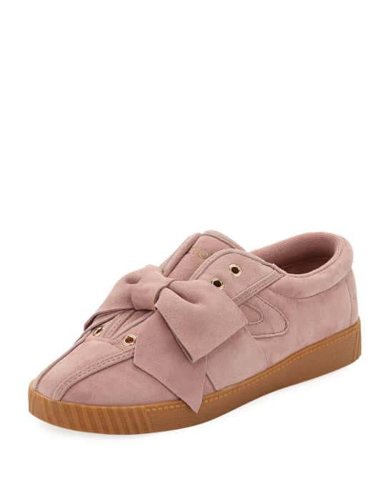 NYLite Silky Suede Lace Up Sneakers w Bow