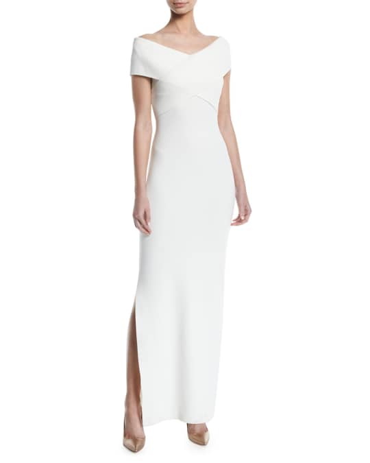 Solace London Adina Cross-Front Off-Shoulder Gown Dress | Neiman Marcus