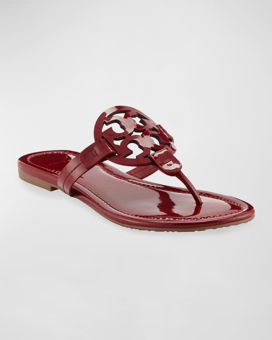 Tory Burch Miller Medallion Patent Leather Flat Thong Sandals | Neiman ...