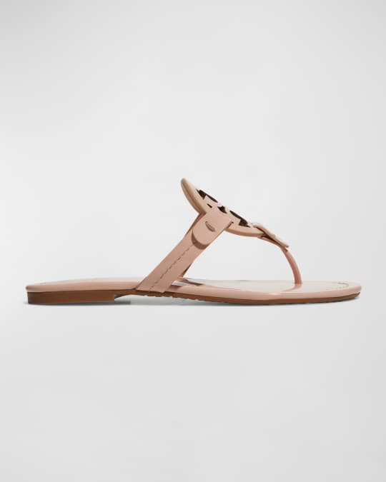 Tory Burch Miller Medallion Patent Leather Flat Thong Sandals | Neiman ...