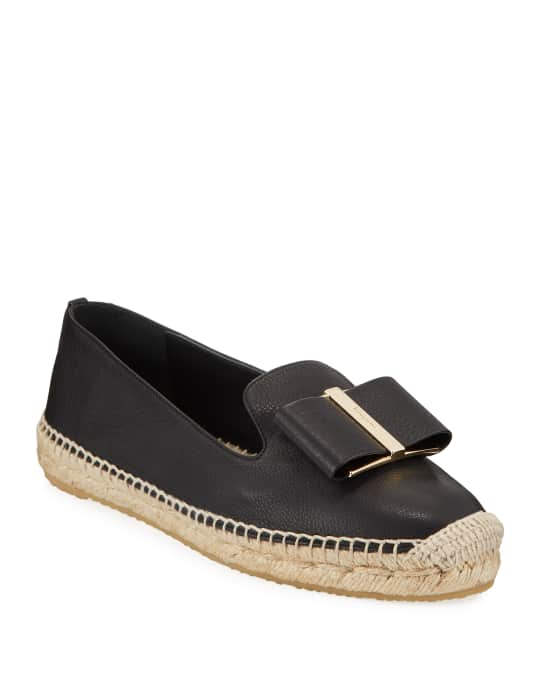 Salvatore Ferragamo Sannio Leather Bow Espadrilles | Neiman Marcus