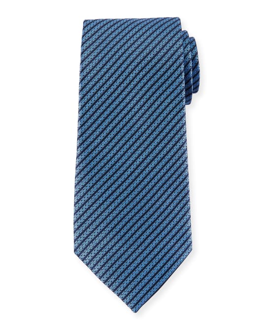 ZEGNA Men's Diagonal Stripe Silk Tie | Neiman Marcus
