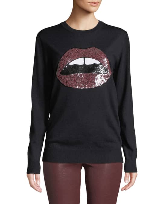 Markus Lupfer Natalie Sequin Lara Lip Pullover Sweater | Neiman Marcus