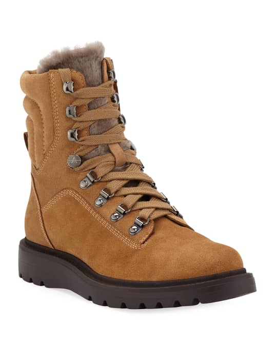 Aquatalia Christie Weatherproof Suede and Shearling Boots Neiman