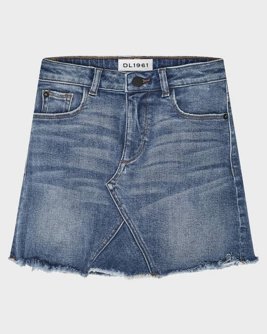 DL1961 Girls' Jenny Raw-Edge Denim Mini Skirt, Size 7-16 | Neiman