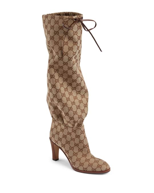 Gucci Lisa GG Canvas Knee Boots | Neiman Marcus