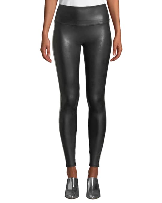 Spanx Faux-Leather Side-Stripe Leggings | Neiman Marcus