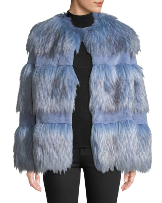 Paneled Faux-Fur Chubby Coat