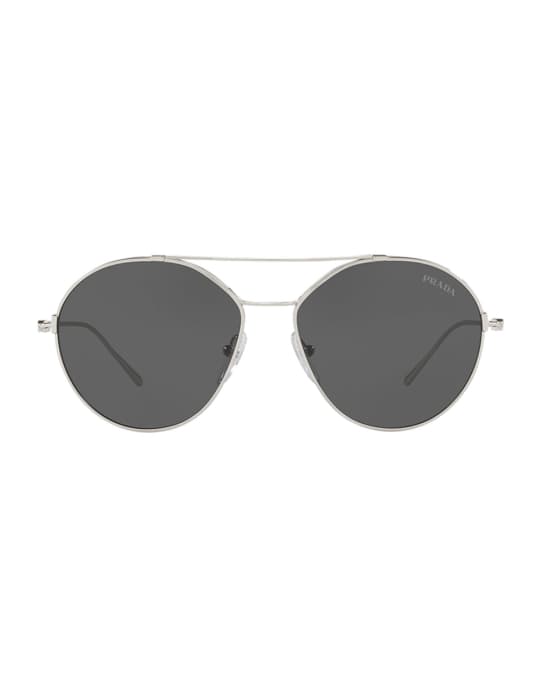 Prada Men's PR63US Round Metal Aviator Sunglasses | Neiman Marcus