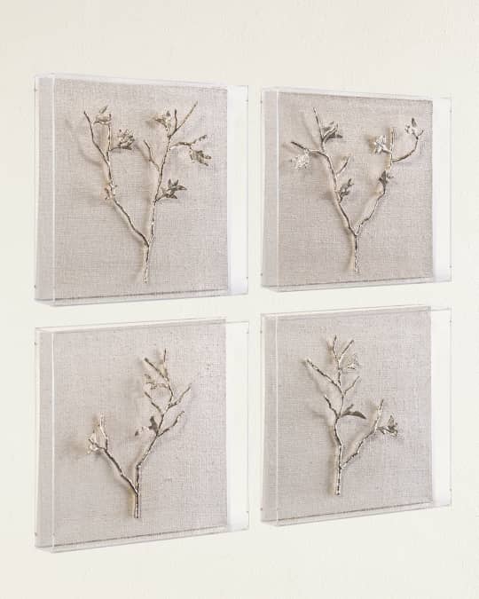 Gold Branches Metal Art, Set of 4