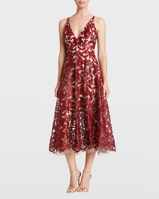 Blair sequin lace fit hot sale and flare midi dress