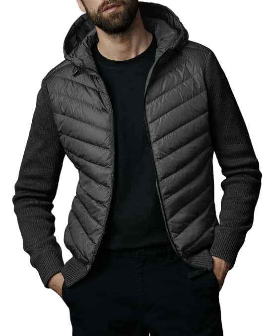 Mens puffer jacket with knit sleeves clearance