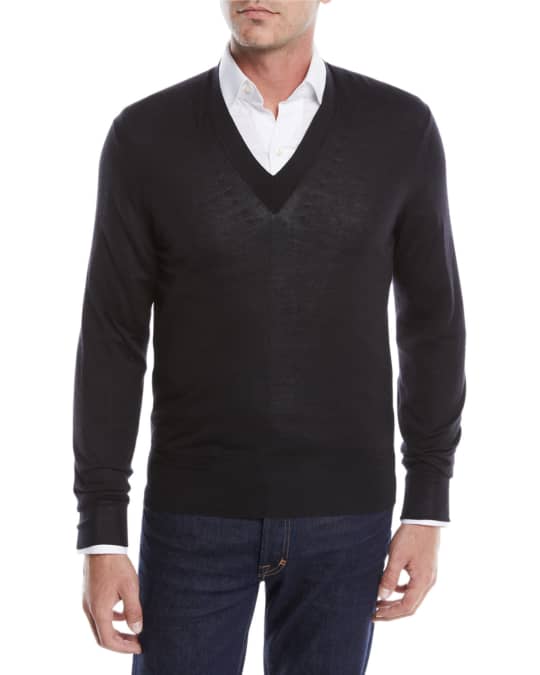 TOM FORD Men's Solid Cashmere V-Neck Sweater | Neiman Marcus