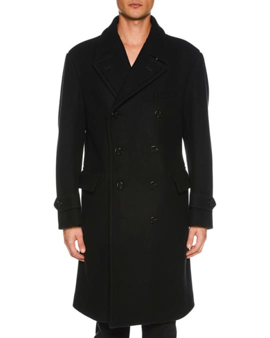 TOM FORD Men's Wool-Blend Double-Breasted Trench Coat | Neiman Marcus