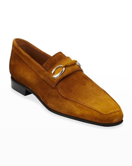 Corthay Men's Cannes Suede Loafers with Bit Detail | Neiman Marcus