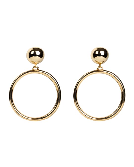 Round Topcircle Drop Gold Clip-On Earrings