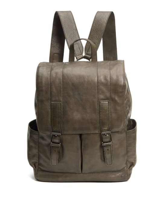 Men s Oliver Leather Buckle Backpack Olive
