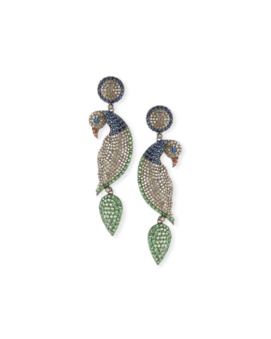 Neweienamel Alloy Anime Owl Parrot Earrings Studs French Clip Dangle