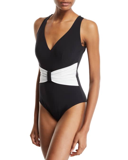 Claudy Gathered Open-Back One-Piece Swimsuit