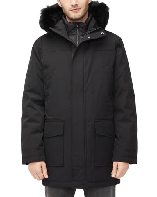 UGG Men's Butte Fur-Trim Hooded Parka Coat | Neiman Marcus