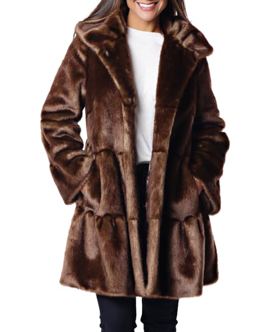 Fabulous Furs Faux Fur Tiered Swing Coat | Neiman Marcus