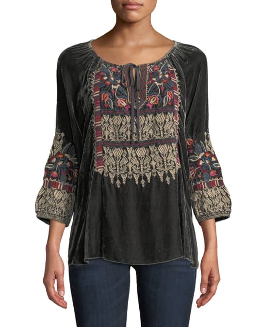 Johnny was claude velvet peasant blouse shop