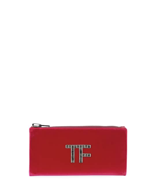 TOM FORD Velvet Clutch Bag with Crystal TF Logo | Neiman Marcus