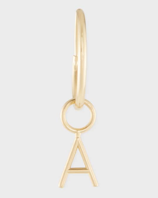 Mini Amelia 14K Gold Initial Hoop Drop Earring (Single)