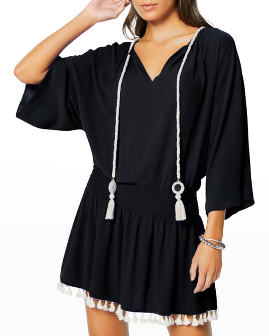 Katana 3 4 Sleeve Fringe Coverup Dress