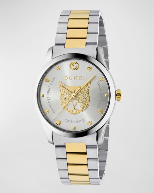 Gucci Men's Feline Head Yellow Gold PVD-Trim Bracelet Watch