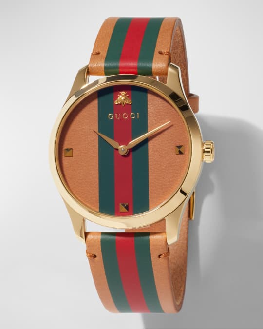 Men s Tricolor Leather Web Watch