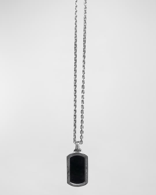 Men's Onyx Dog Tag Necklace, 20"