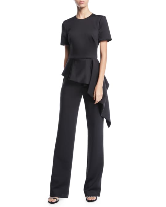Black halo peplum jumpsuit cheap